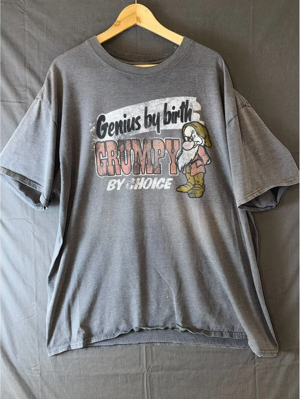 Disney Parks Grumpy Genius by Birth T‑Shirt 2XL Gray Hanes Graphic Tee